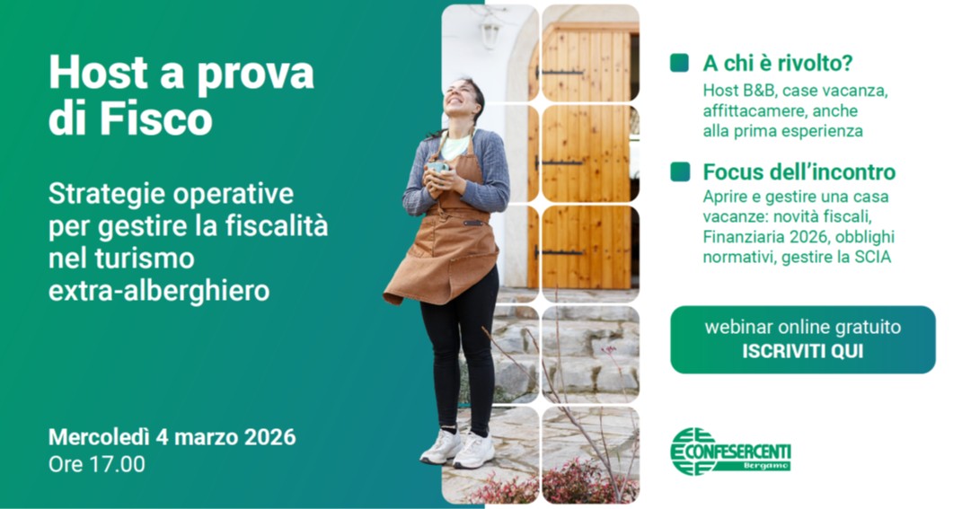 Turismo extra alberghiero: tornano i webinar gratuiti di Aigo e Confesercenti Bergamo